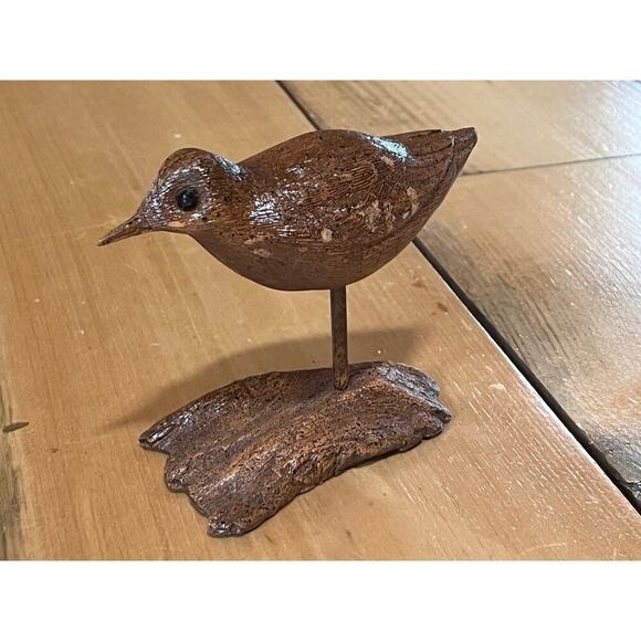 Wood Carved Brown Bird Figurine. Beach. Birds. Home Decor. - Picture 2 of 10